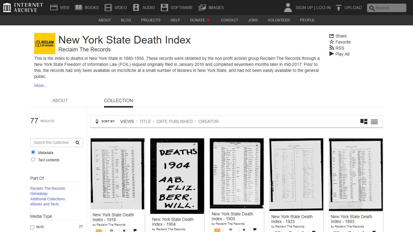 New York State Death Index : Free Texts - Internet Archive